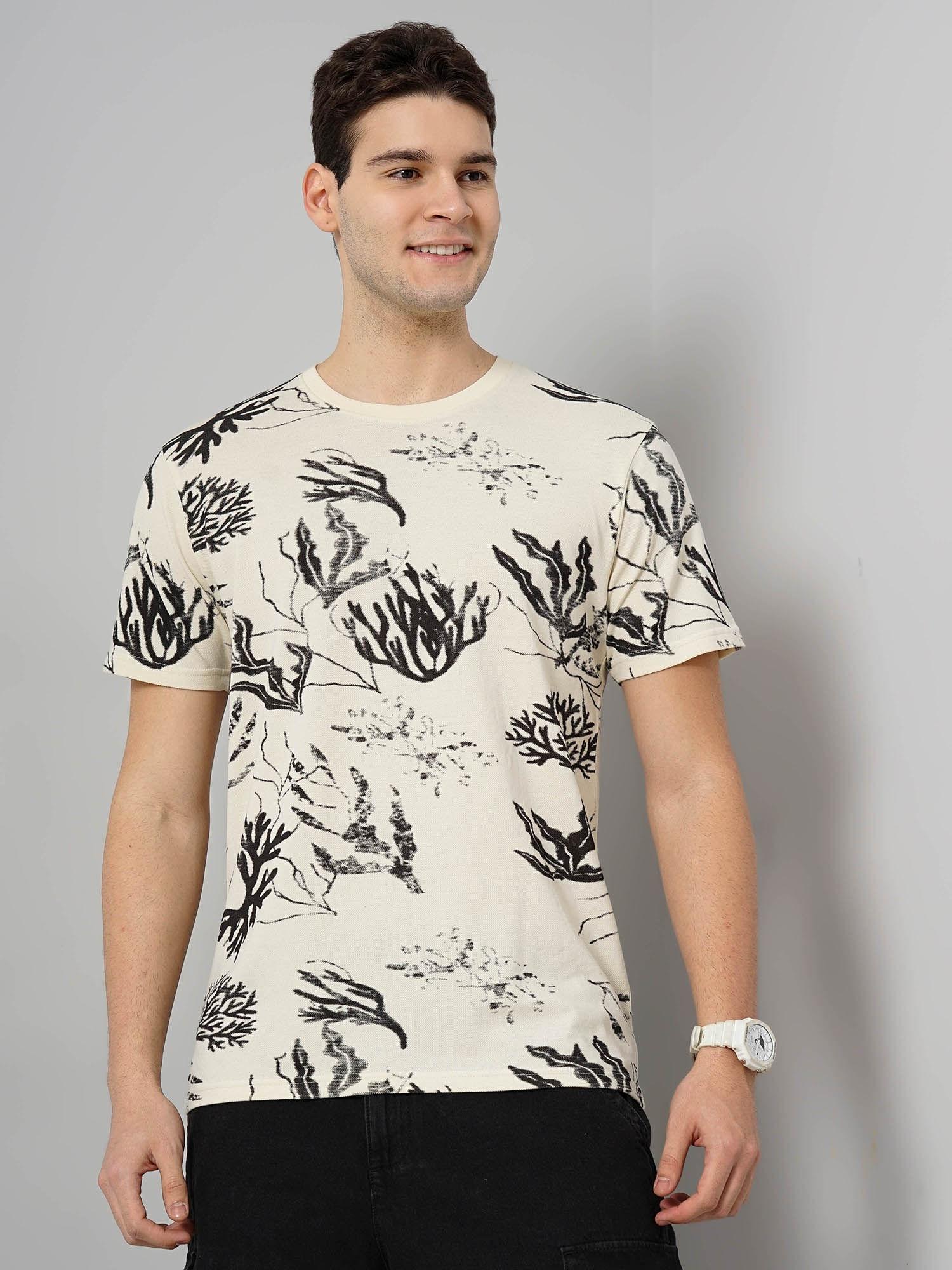 mens leaf-print t-shirt