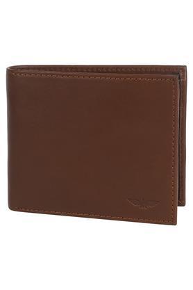 mens leather 1 fold wallet - dark brown