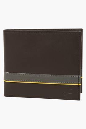 mens leather bi fold wallet - brown