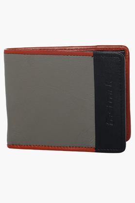 mens leather bi fold wallet - orange