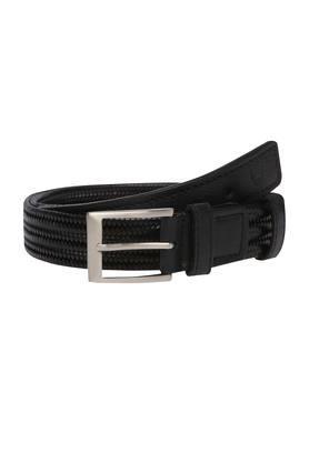 mens leather buckle closure casual belt - black