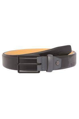 mens leather buckle closure casual belt - black