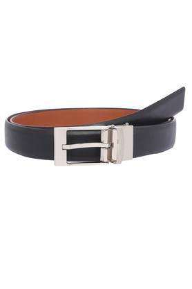 mens leather buckle closure formal belt - black