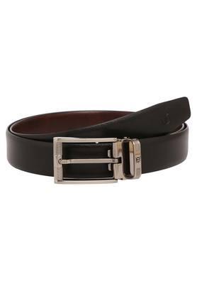 mens leather buckle closure formal belt - brown