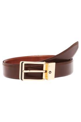 mens leather buckle closure formal belt - brown