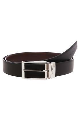mens leather buckle closure formal belt - white