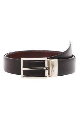 mens leather buckle closure formal belt - white