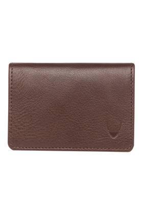 mens leather card holder - brown