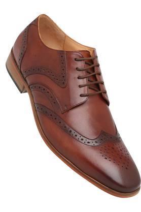 mens leather lace up derbys - tan