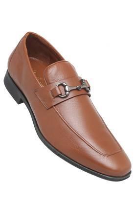 mens leather slipon loafers - tan