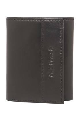 mens leather tri fold wallet - black