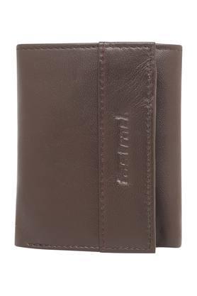 mens leather tri fold wallet - tan