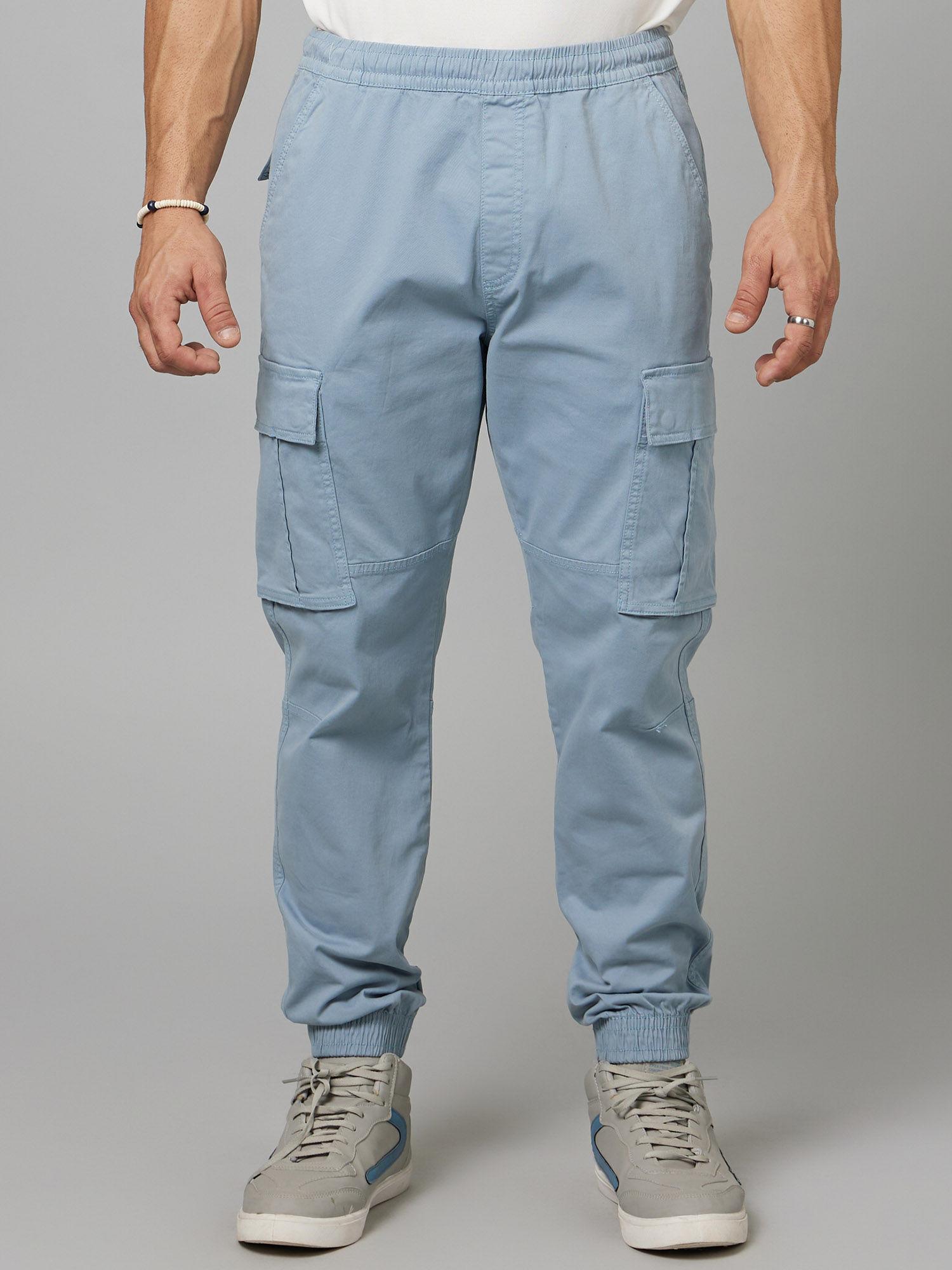 mens light blue cargo trouser