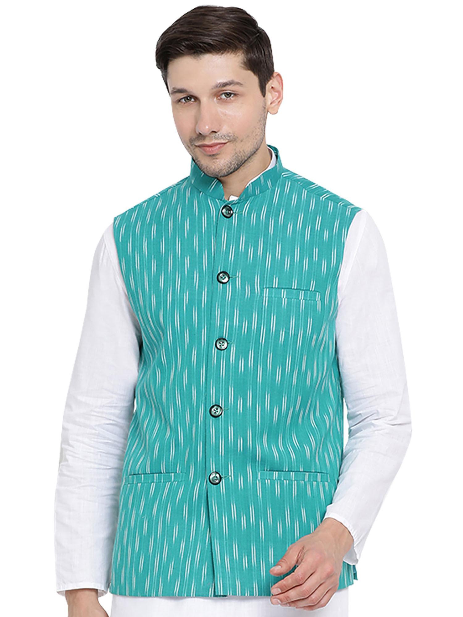 mens light blue pure cotton nehru jacket