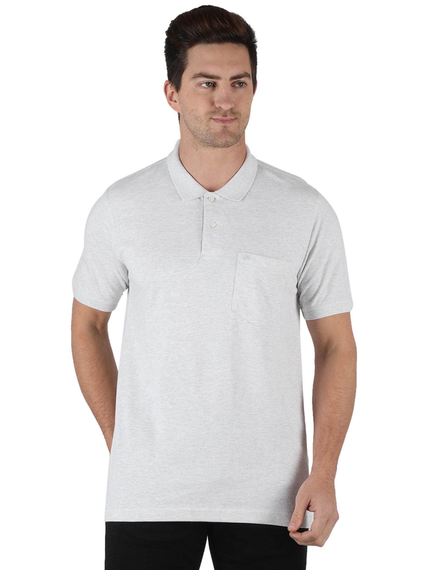 mens light grey plain collar t-shirt