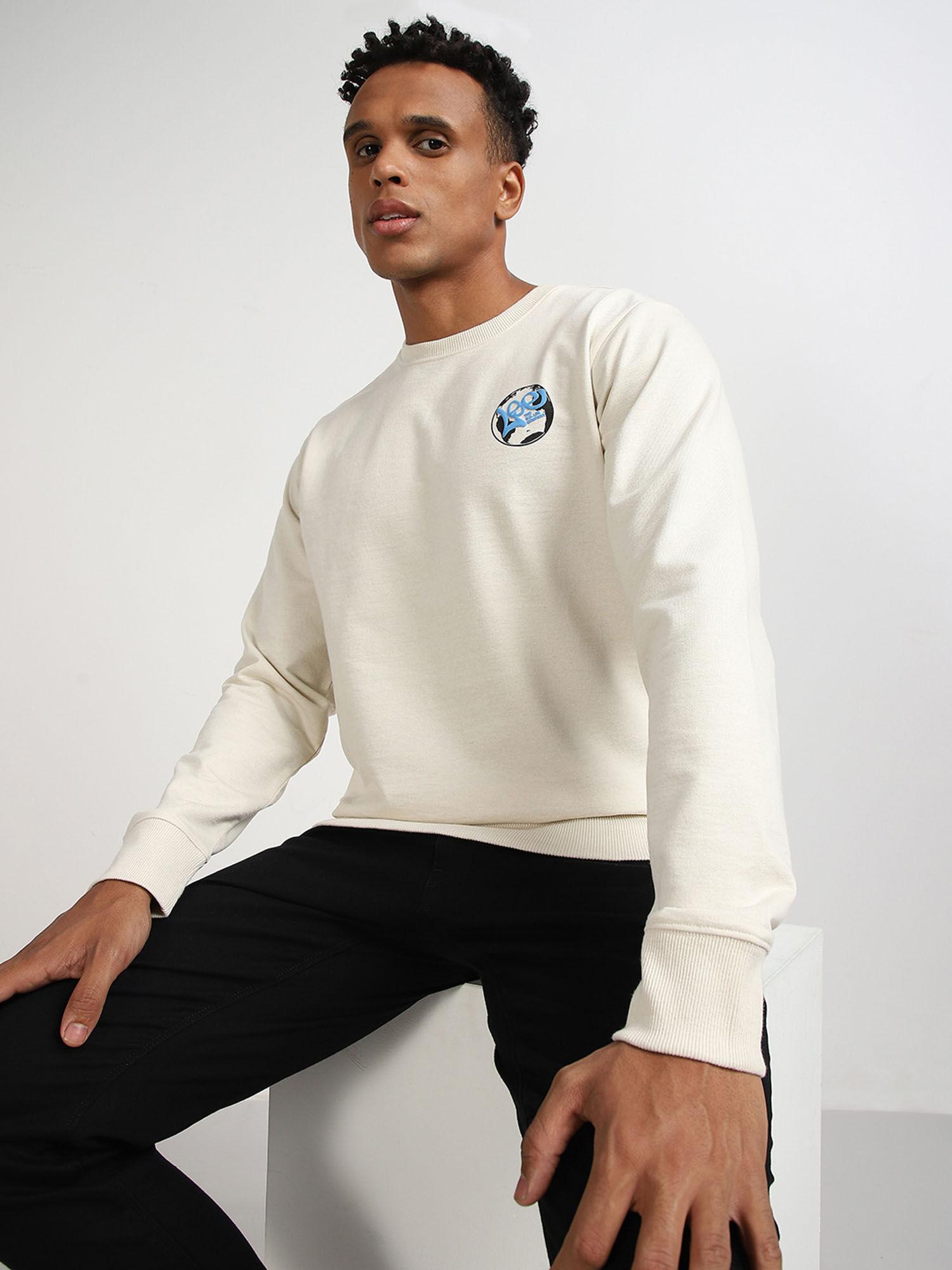 mens logo white printed slim sweatshirt