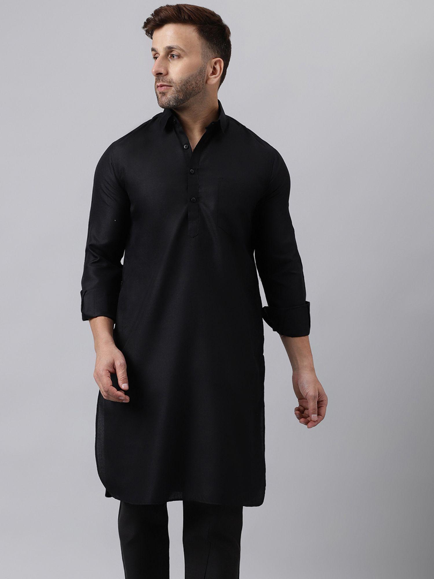 mens long black pathani kurta