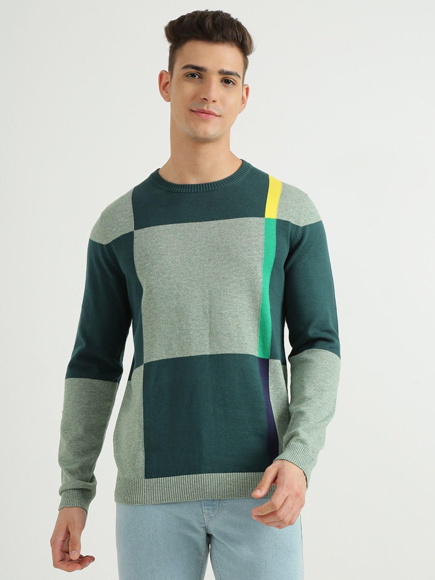 mens long sleeve check sweater