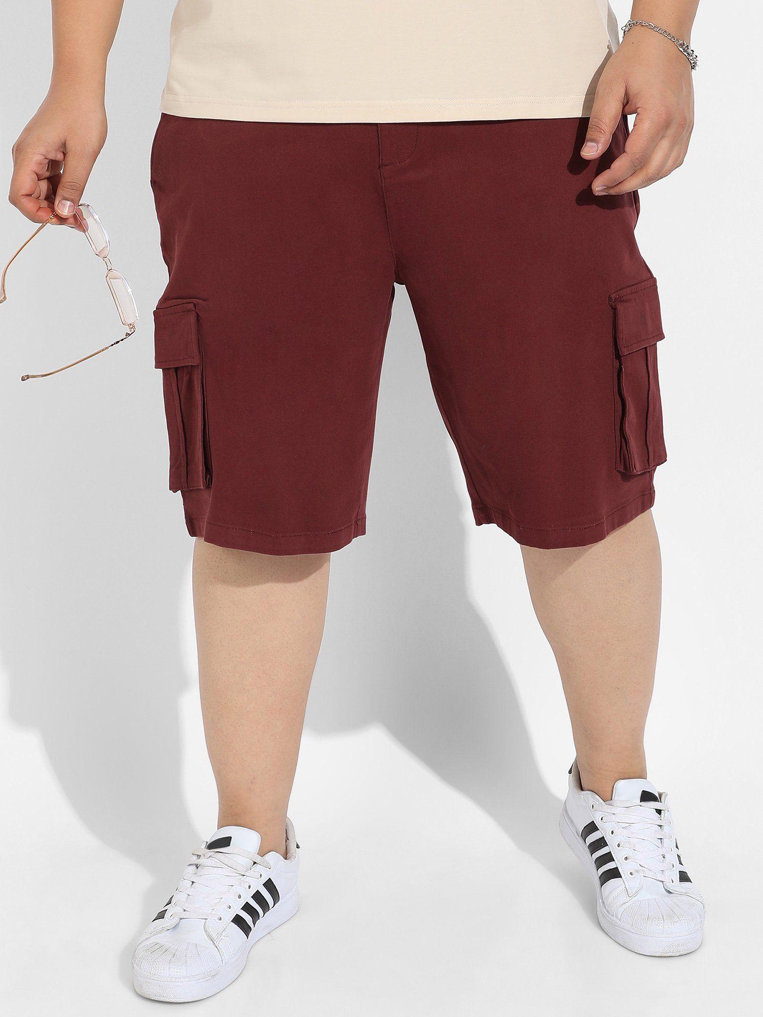 mens maroon cargo shorts