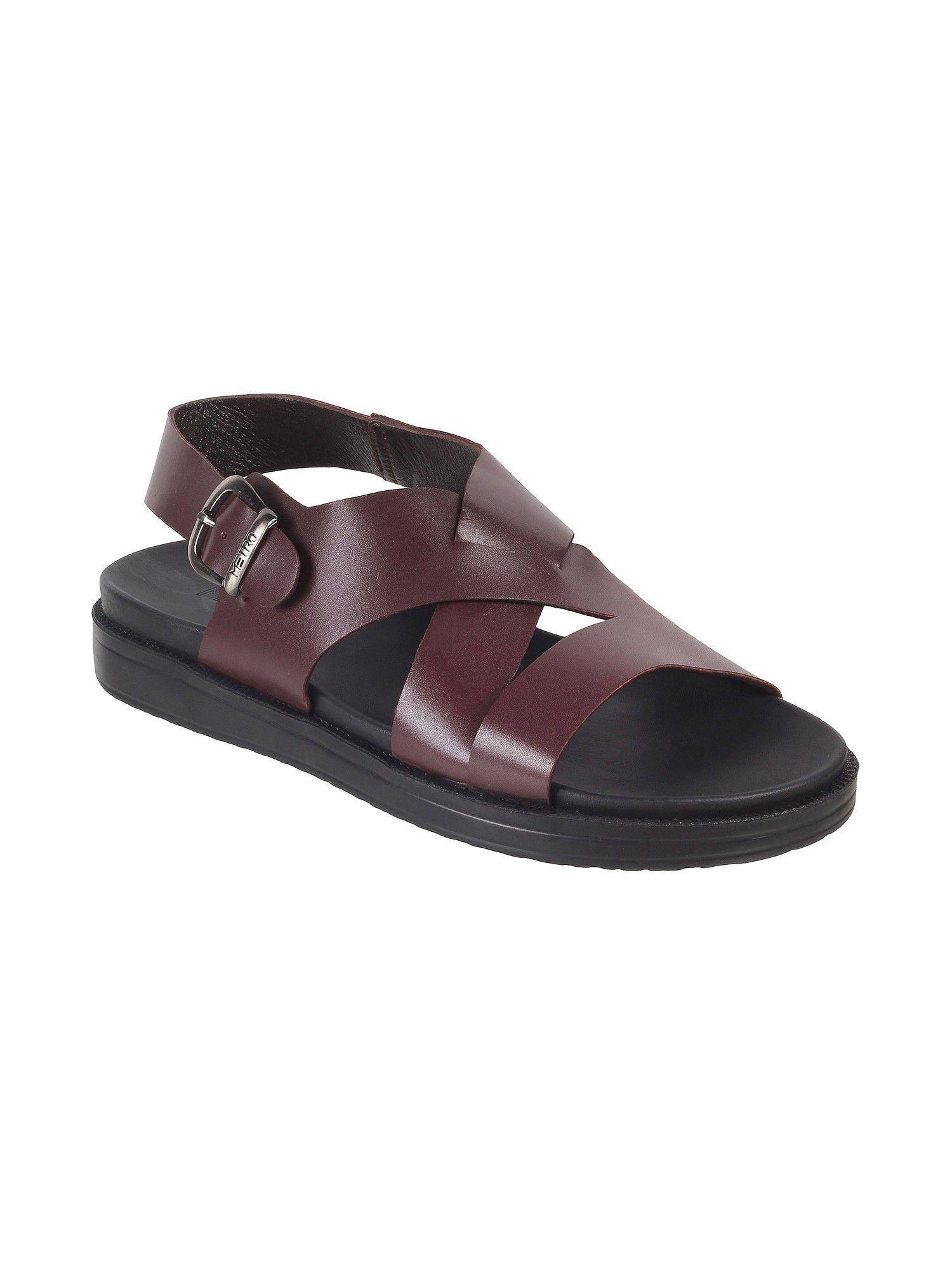 mens maroon synthetic solid-plain sandals