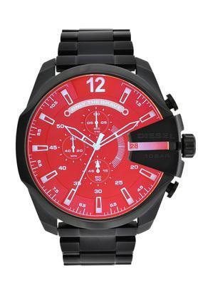 mens mega chief pink dial stainless steel chronograph watch - dz4318