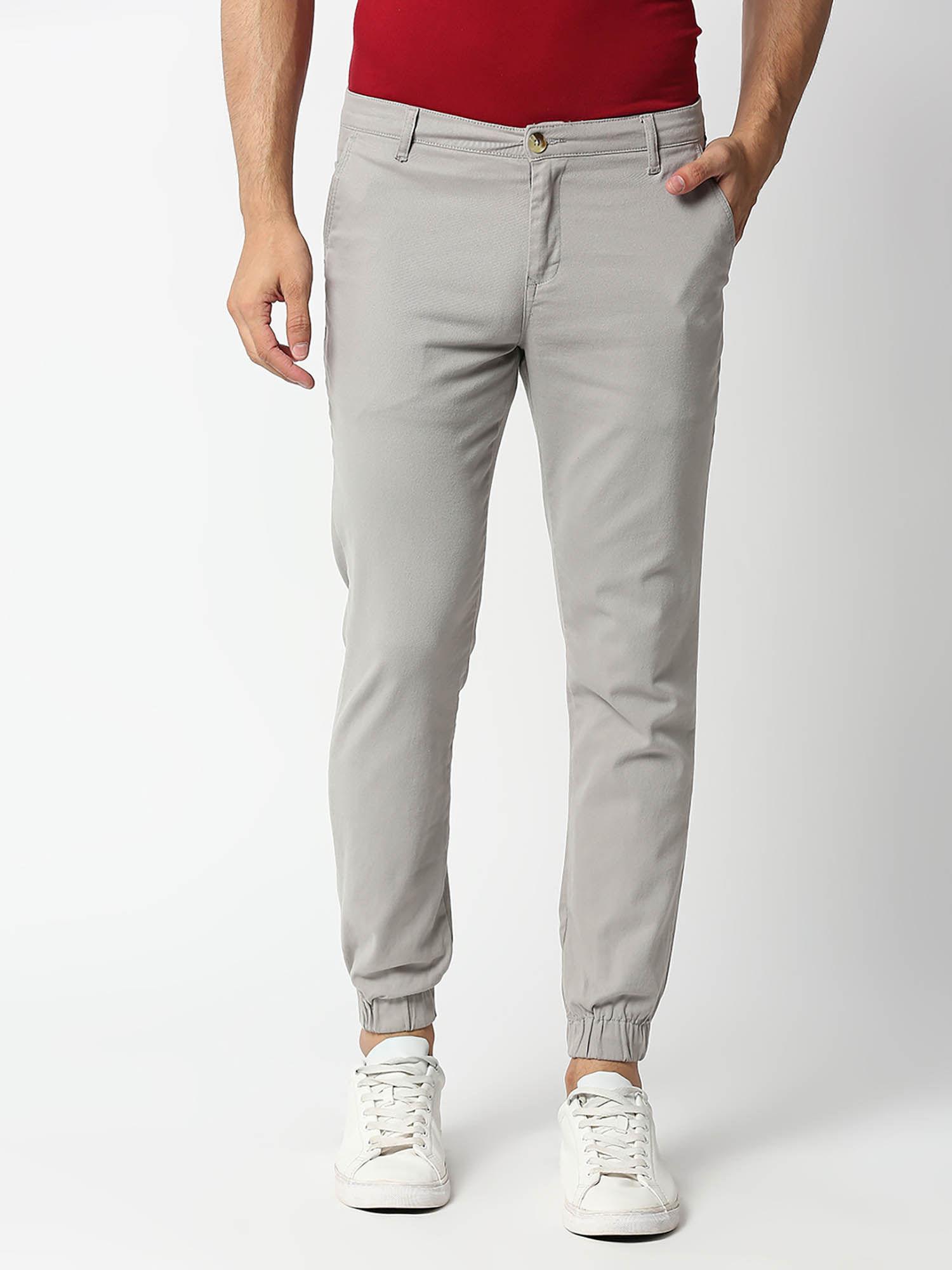 mens mid-rise regular fit joggers - grey