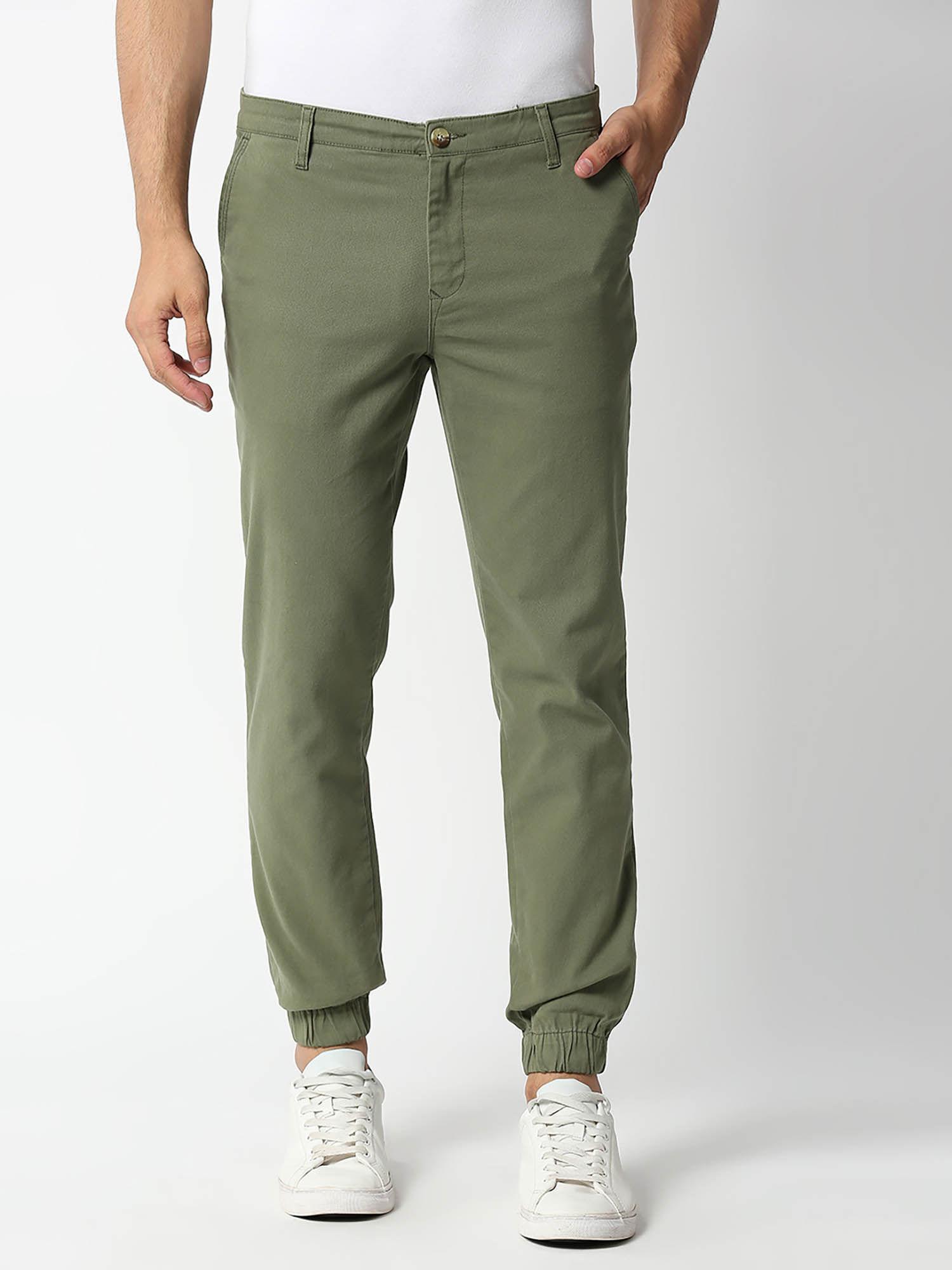 mens mid-rise regular fit joggers - olive