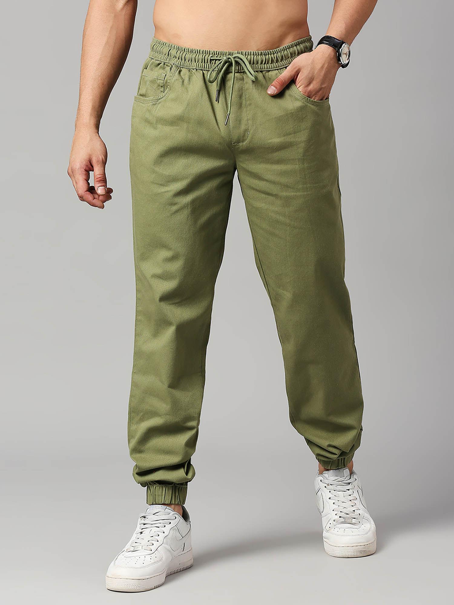 mens mid-rise regular fit joggers - olive