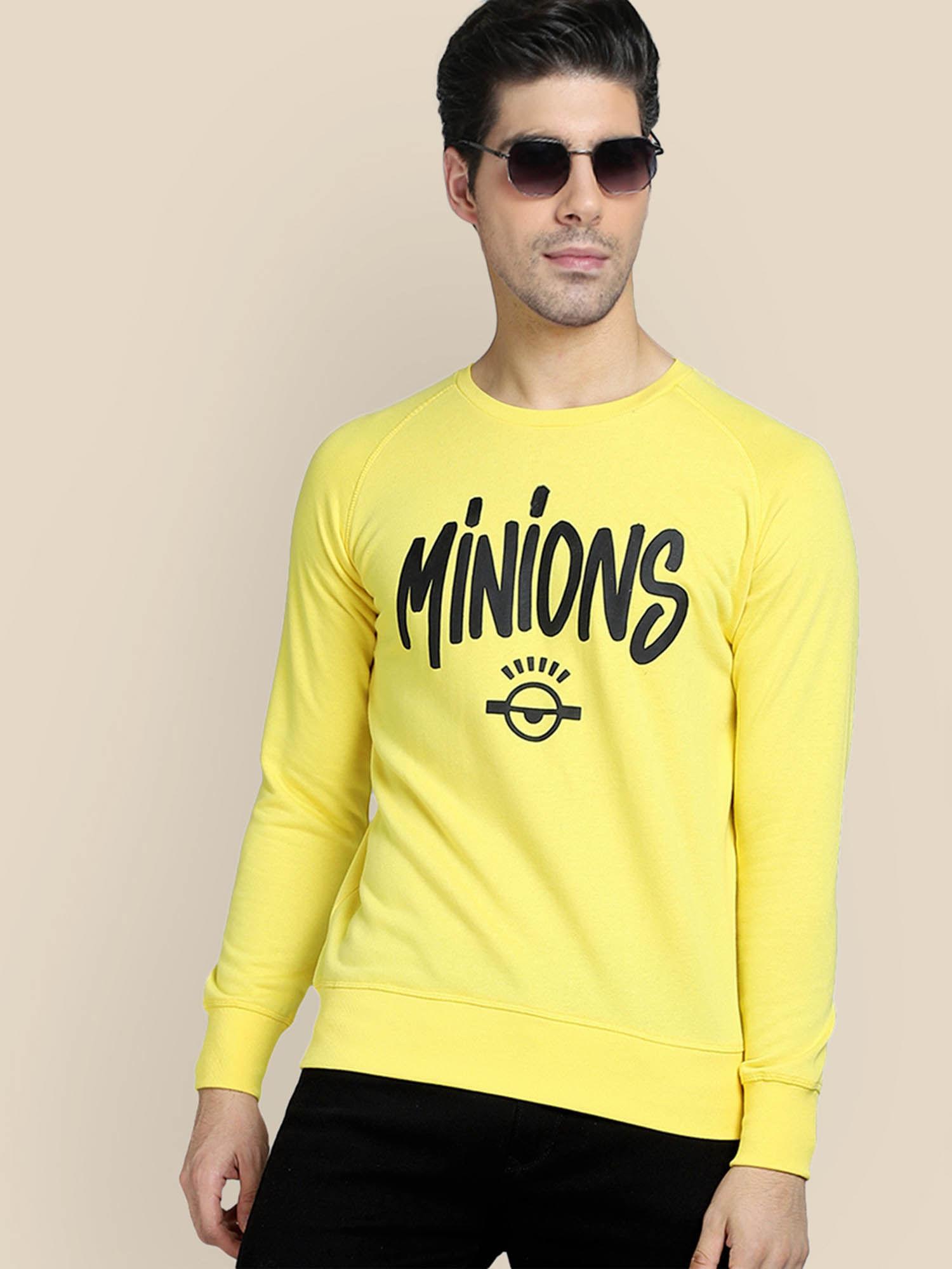 mens minions solid yellow sweatshirt