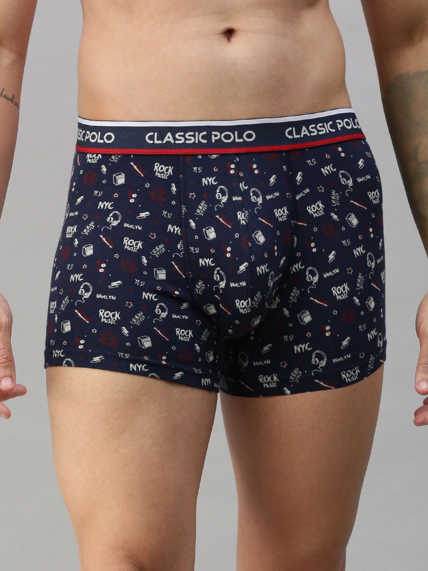 mens modal slim fit printed trunk - blue