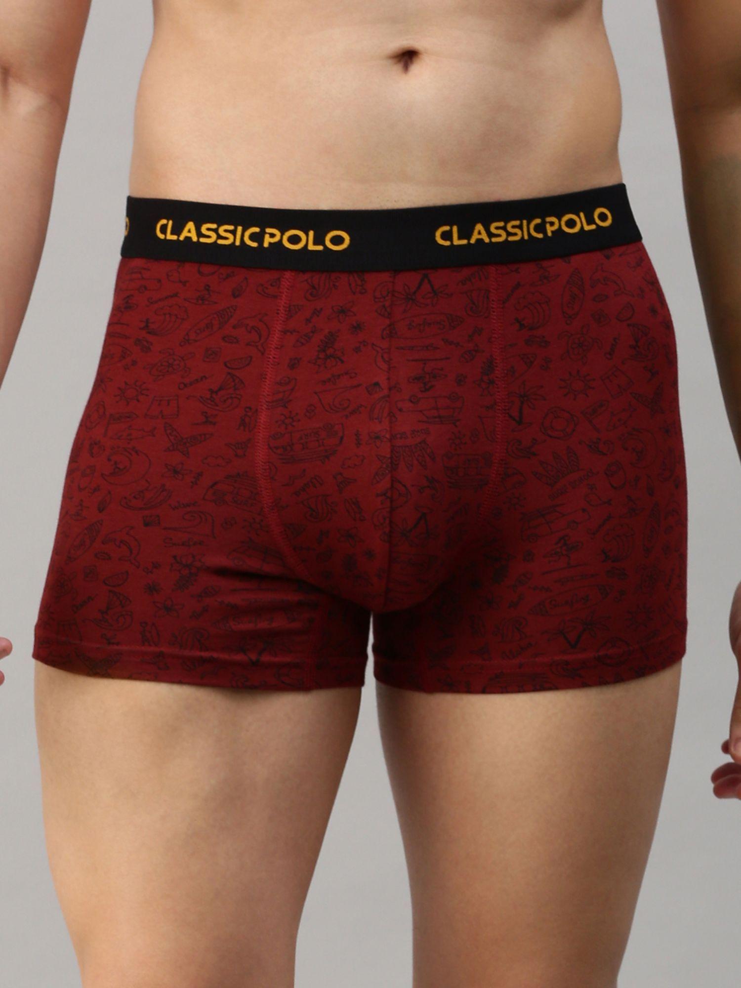 mens modal slim fit printed trunk - red