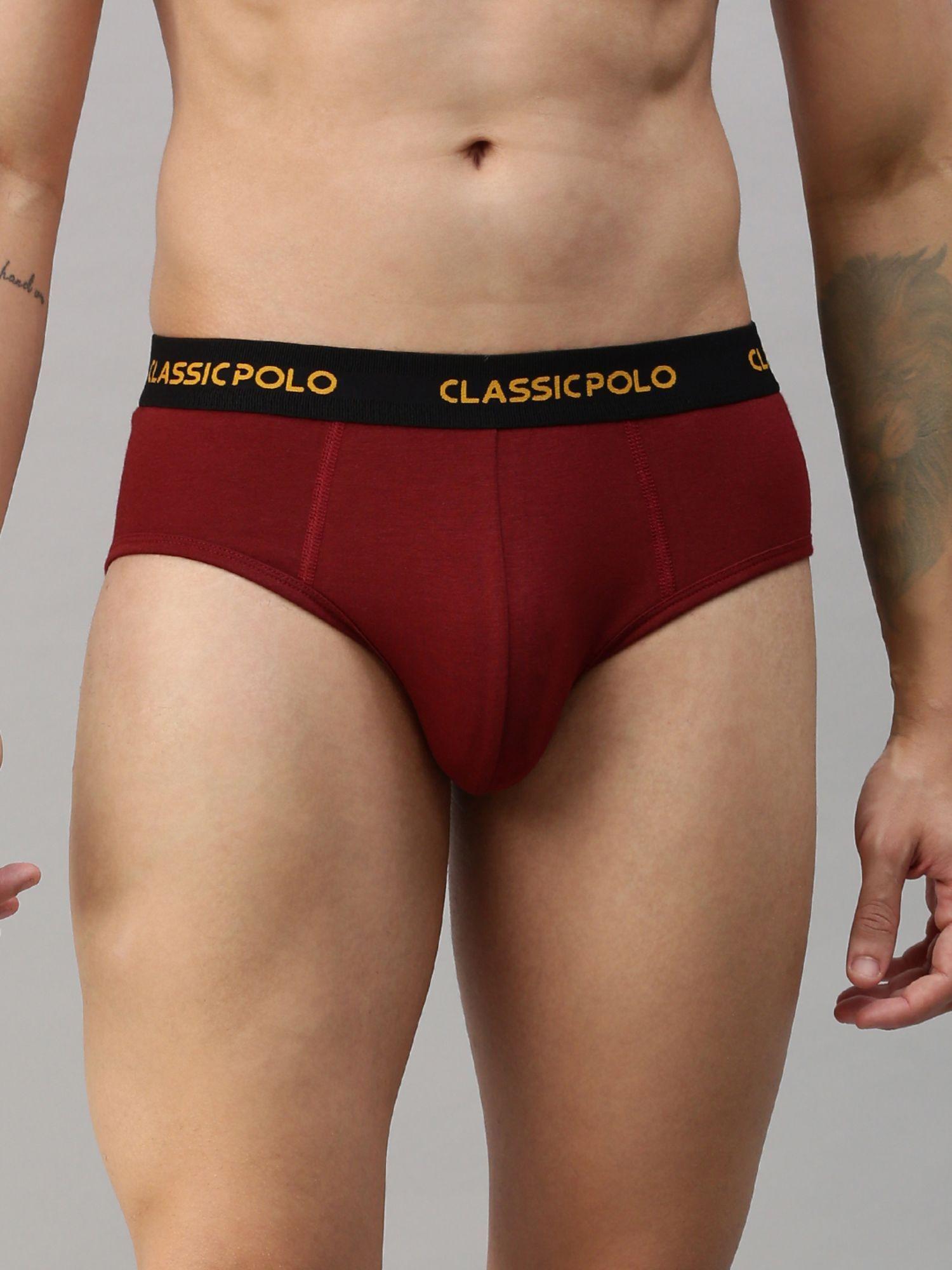 mens modal slim fit solid brief - maroon