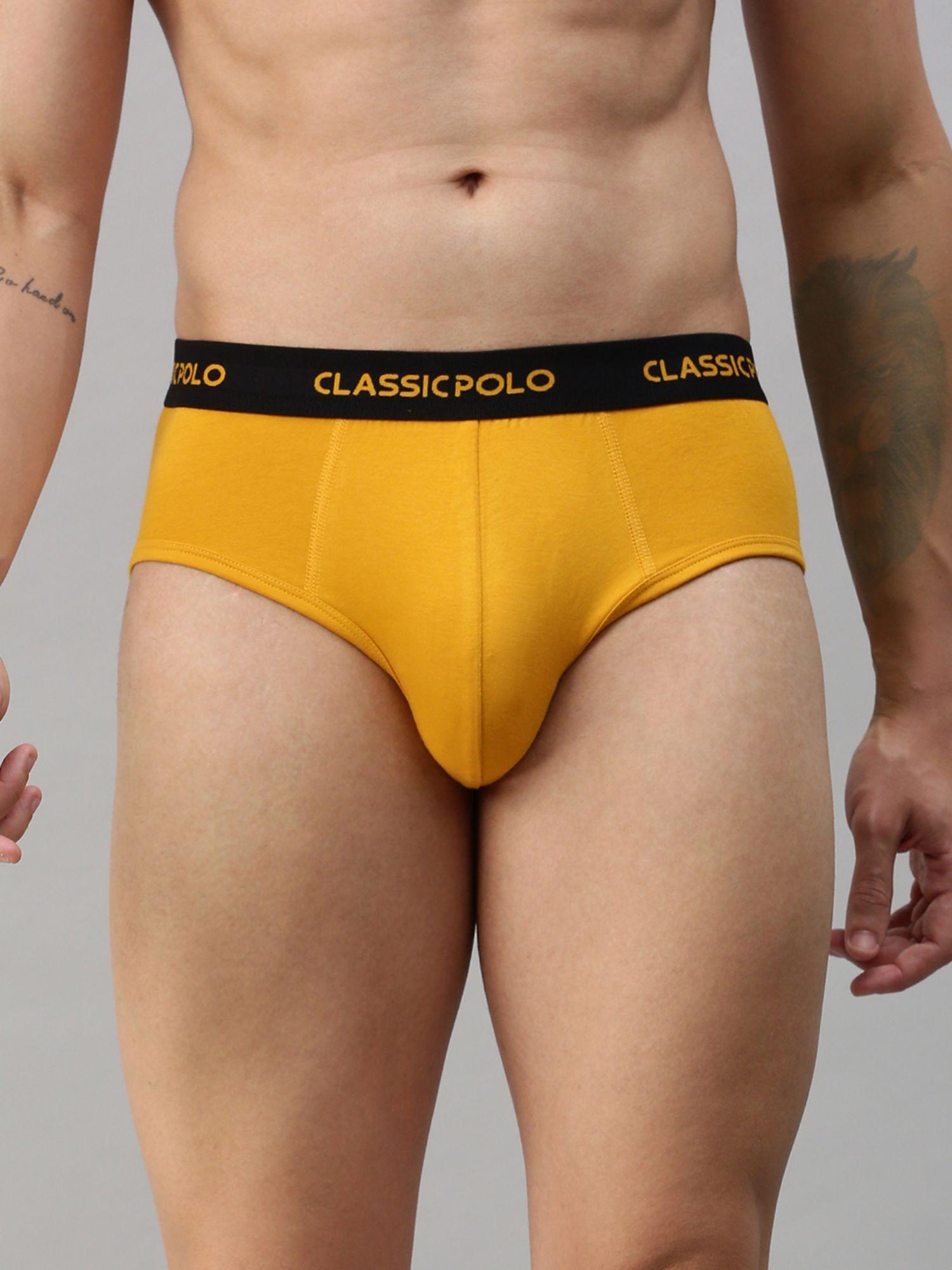 mens modal slim fit solid brief - yellow