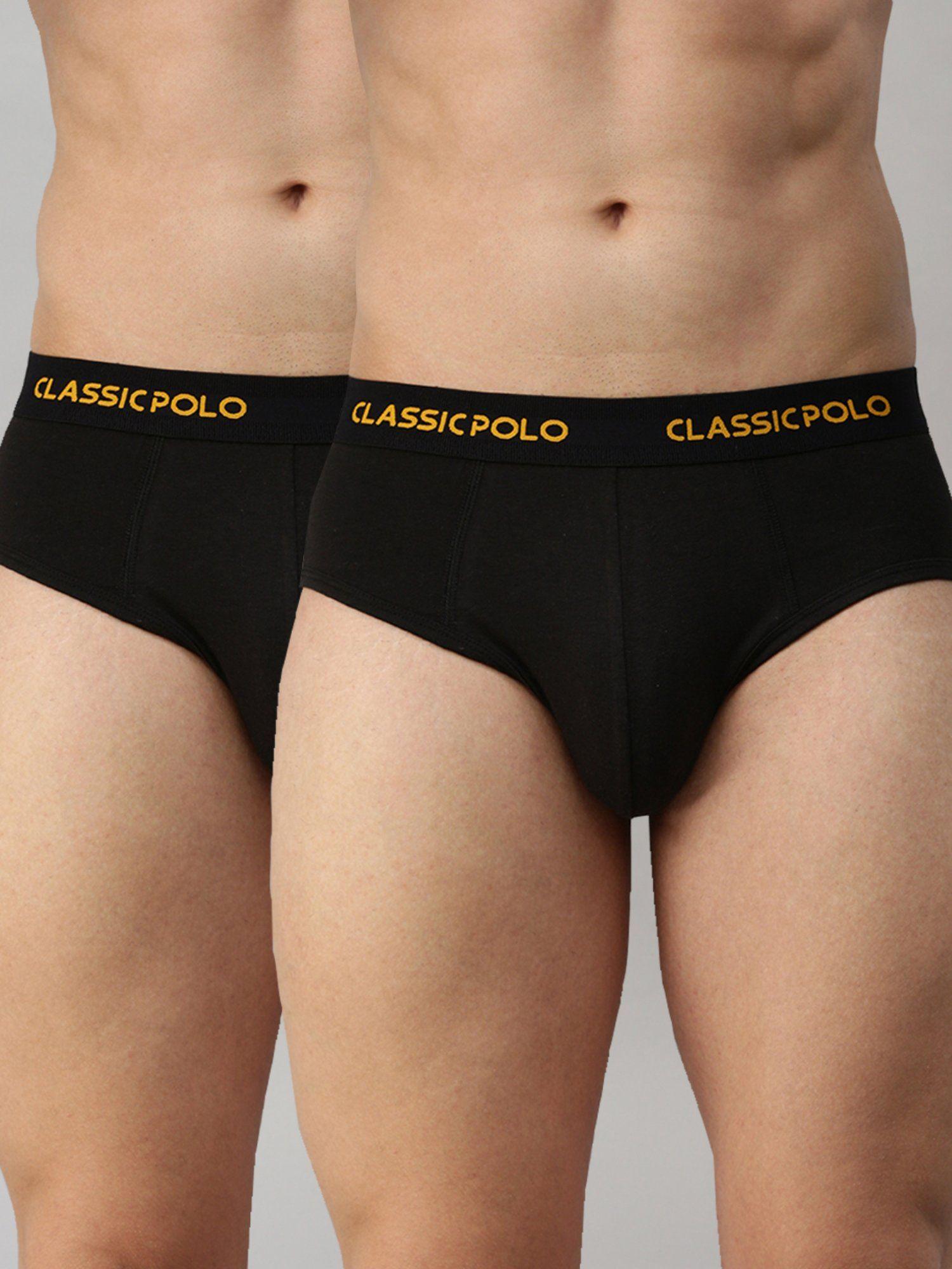 mens modal slim fit solid briefs - black (pack of 2)