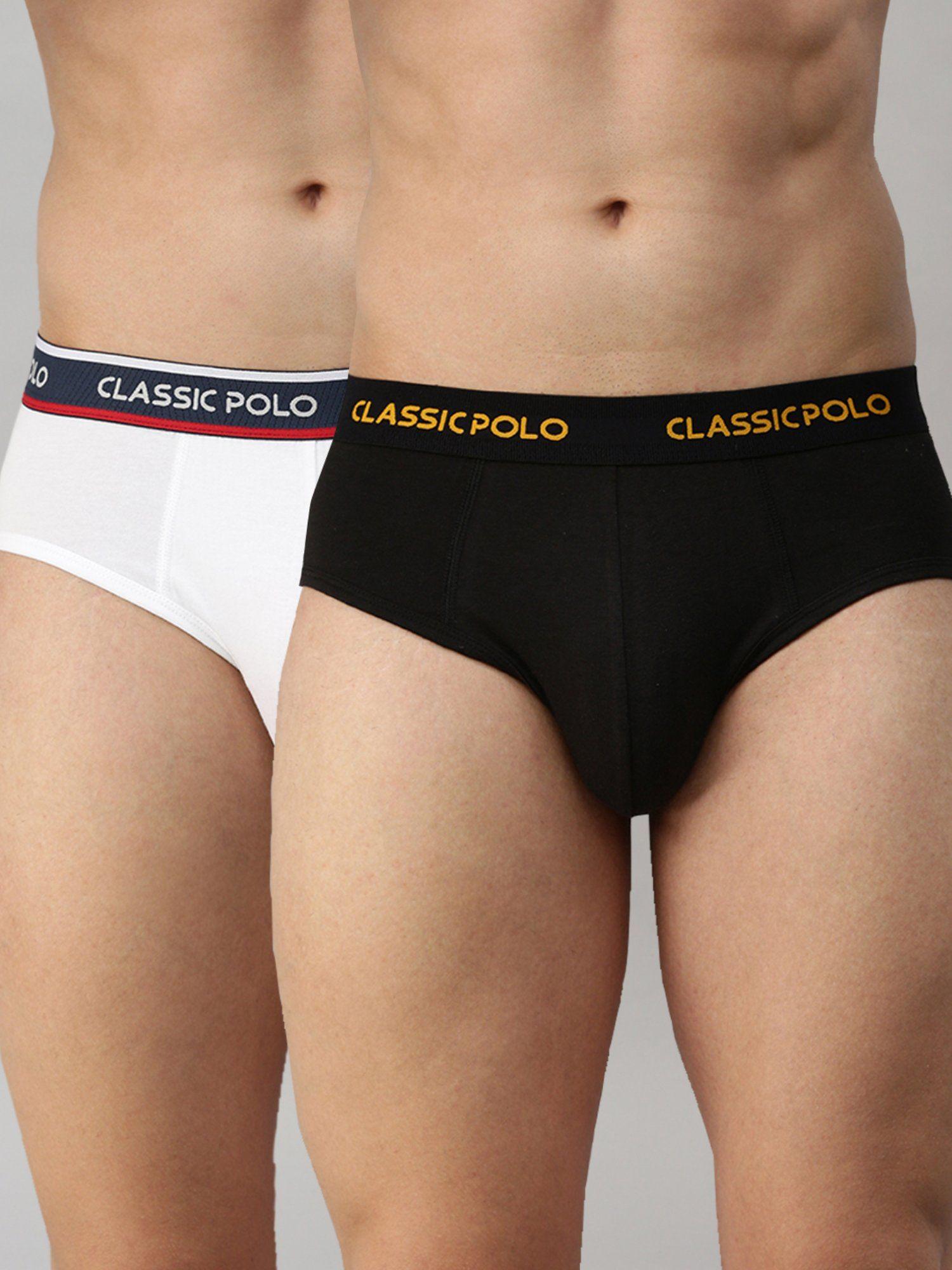 mens modal slim fit solid briefs - white & black (pack of 2)