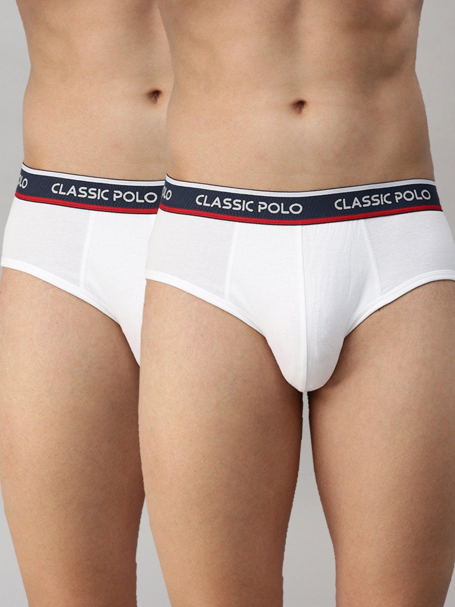 mens modal slim fit solid briefs - white (pack of 2)