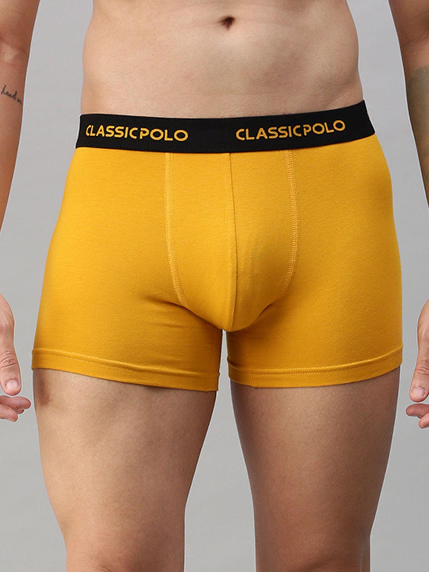 mens modal slim fit solid trunk - yellow