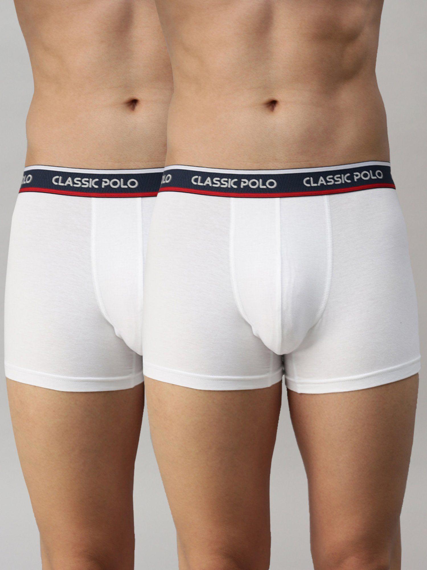 mens modal slim fit solid trunks - white (pack of 2)