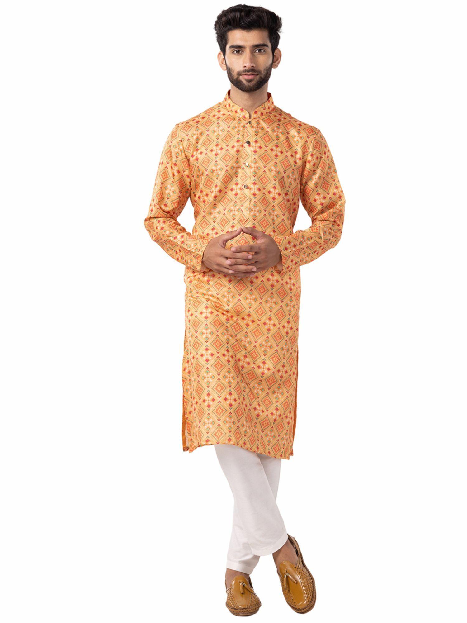 mens multi-color 100% cotton printed ethnic kurta