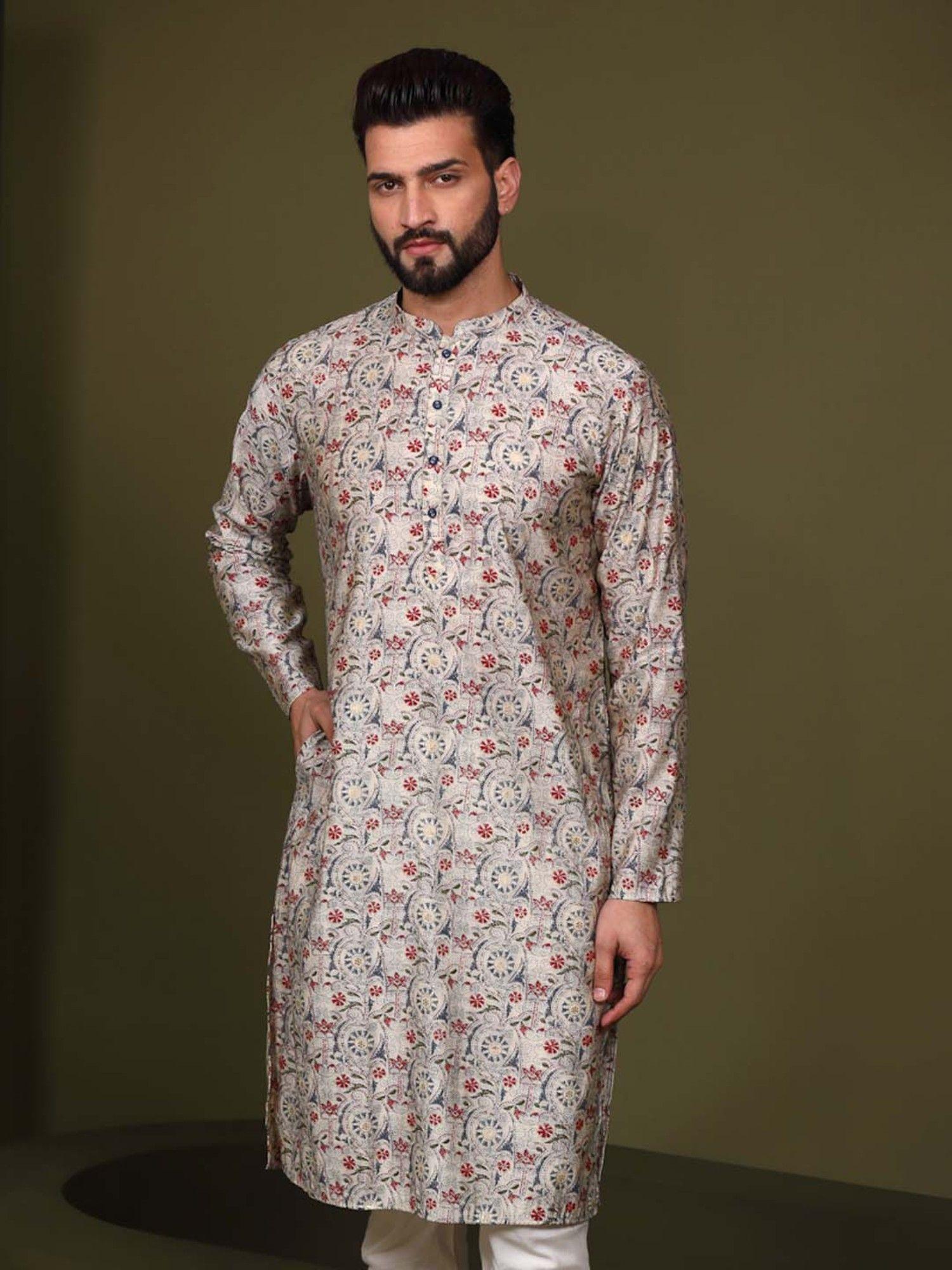 mens multi color printed kurta