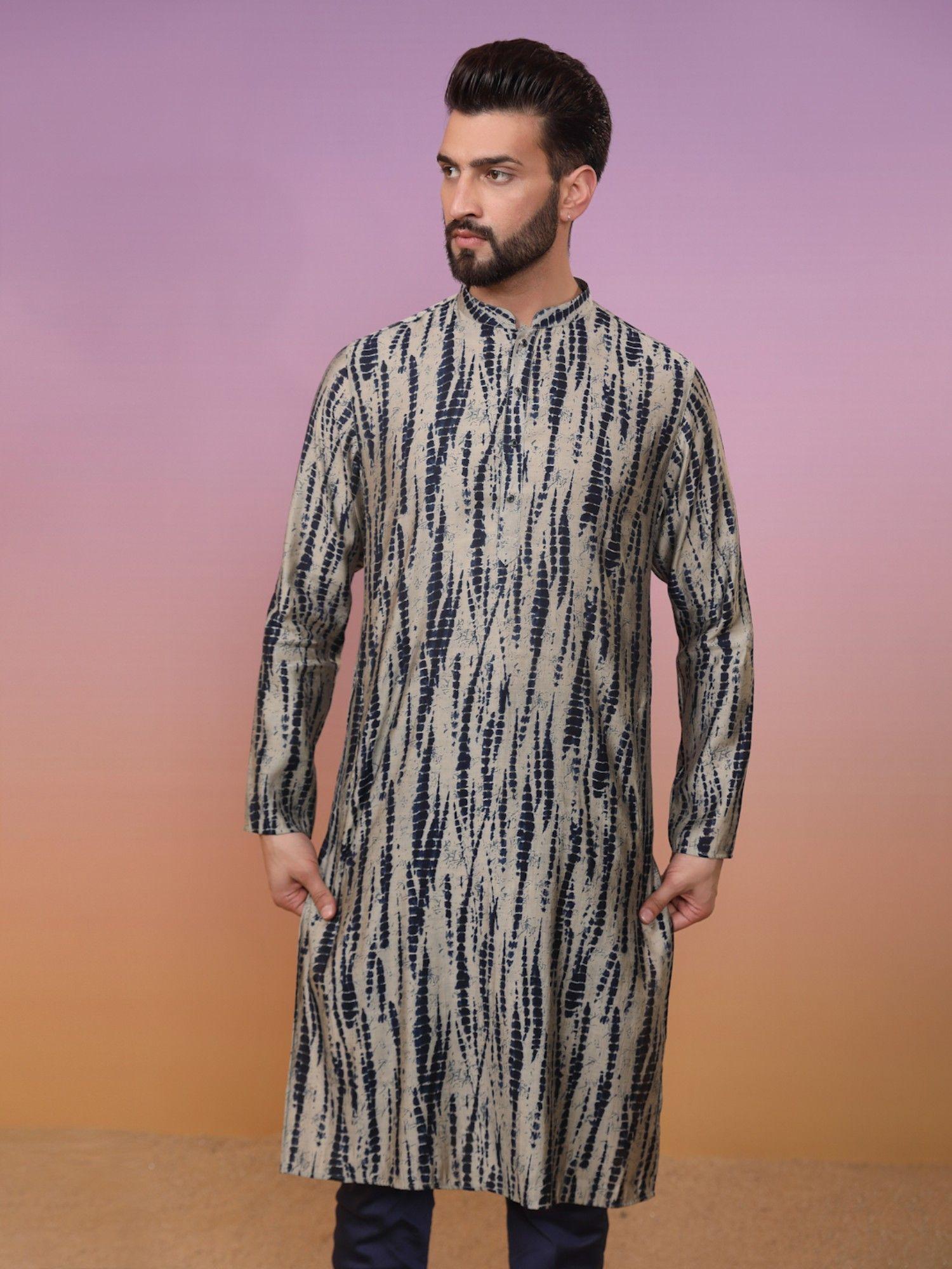 mens multi color printed kurta