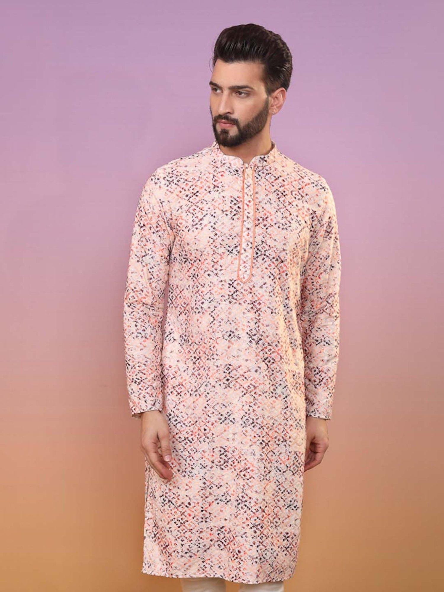 mens multi color printed kurta