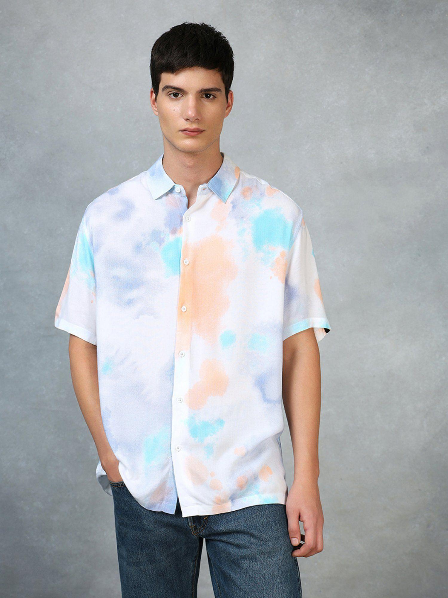 mens multi-color tie and dye oversized shirt