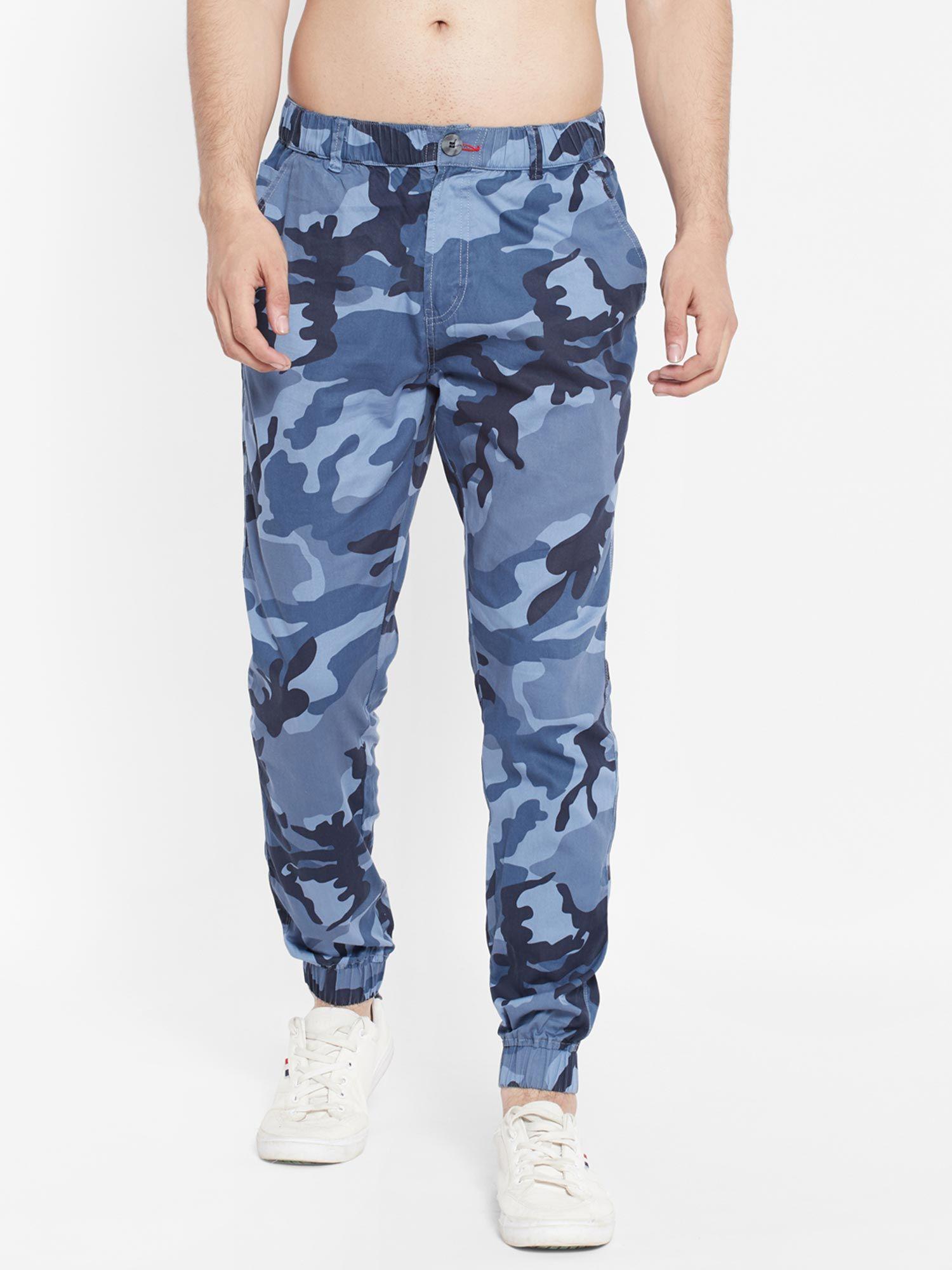 mens multi-colored pure cotton camoflauge joggers