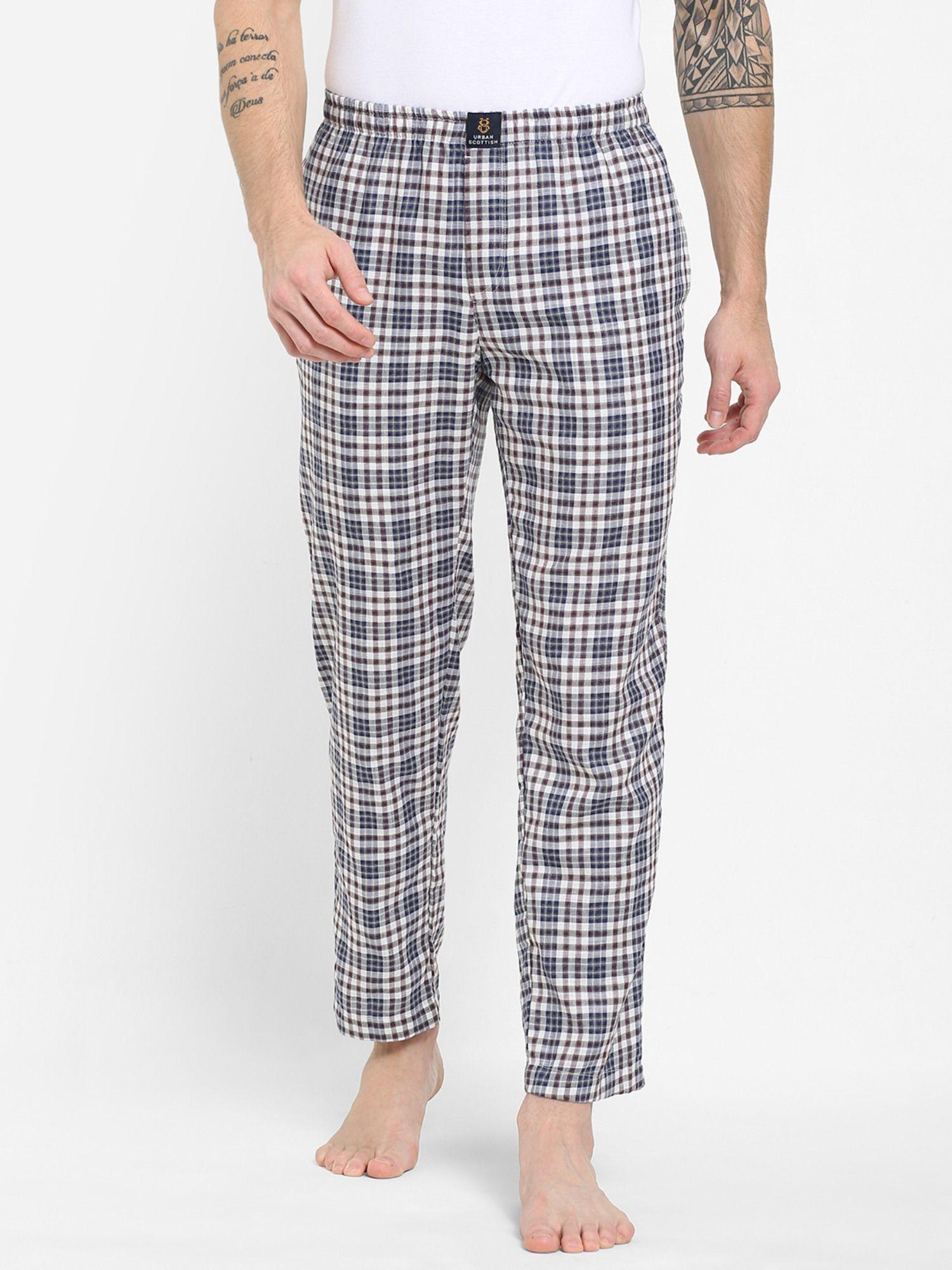 mens multi cotton checks lounge pants