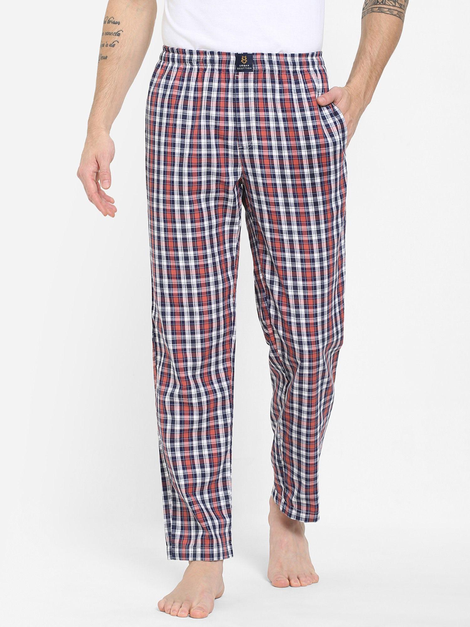 mens multi cotton checks lounge pants