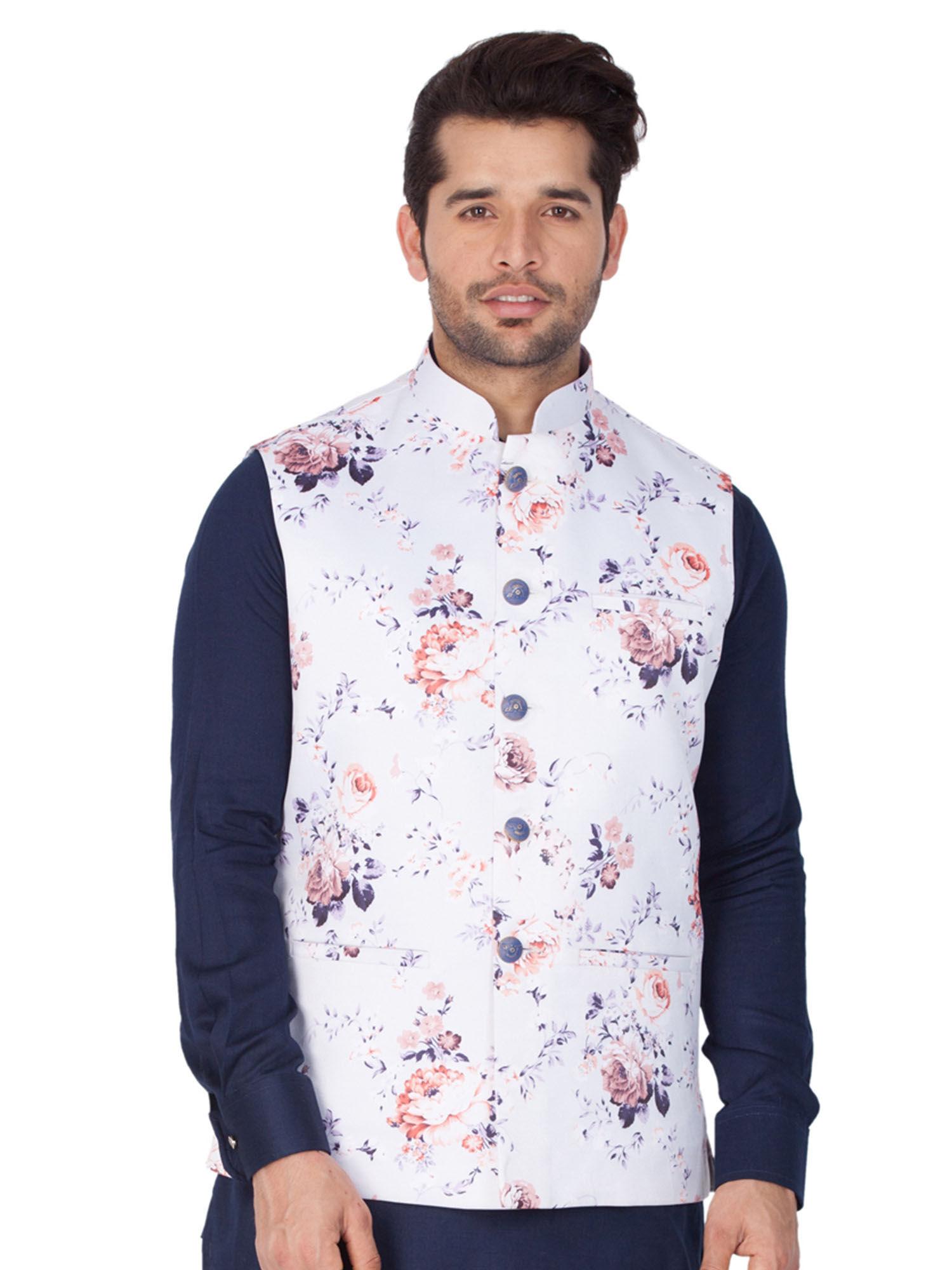 mens multicolor cotton satin blend nehru jacket