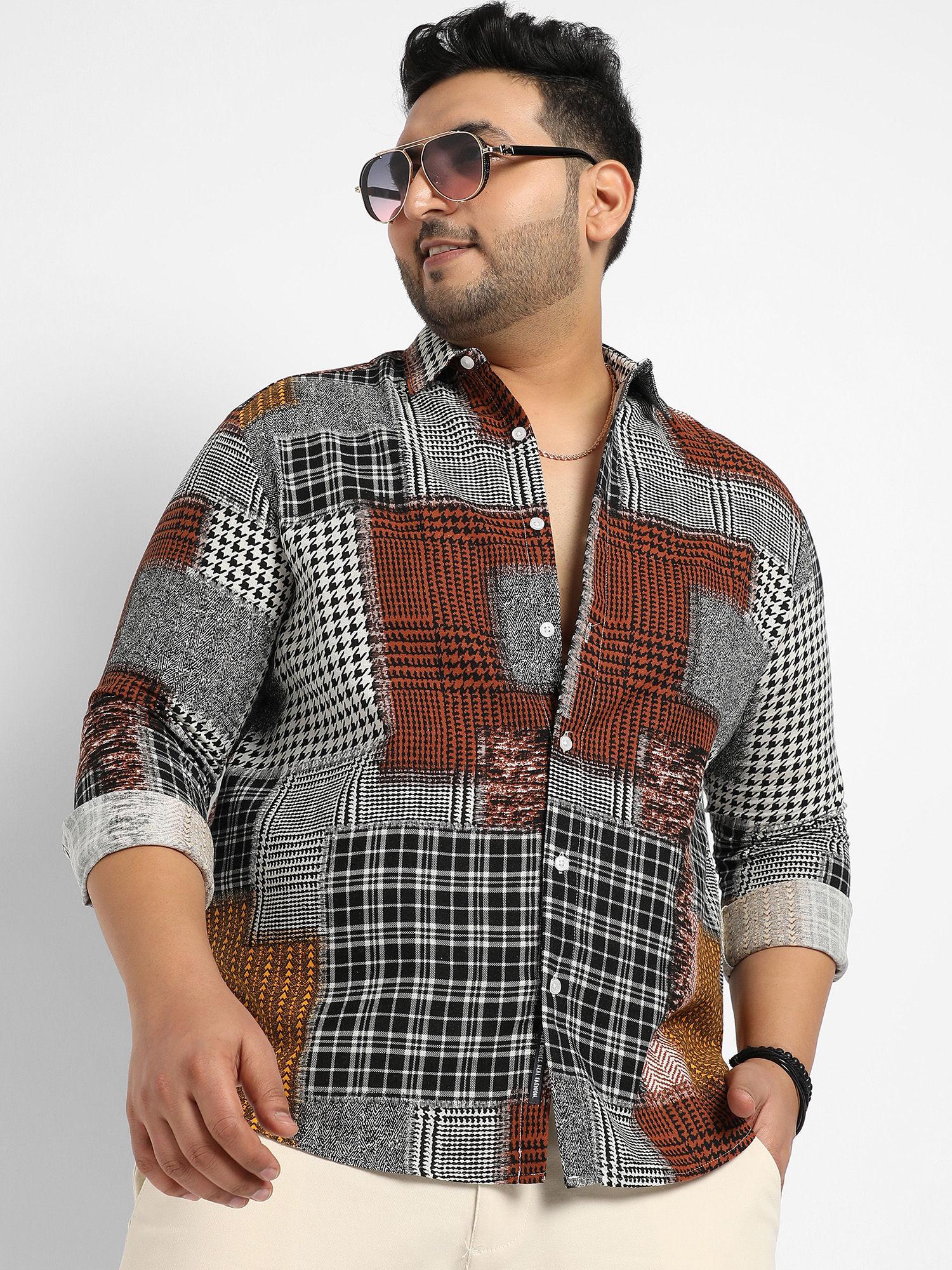 mens multicolor herringbone block shirt