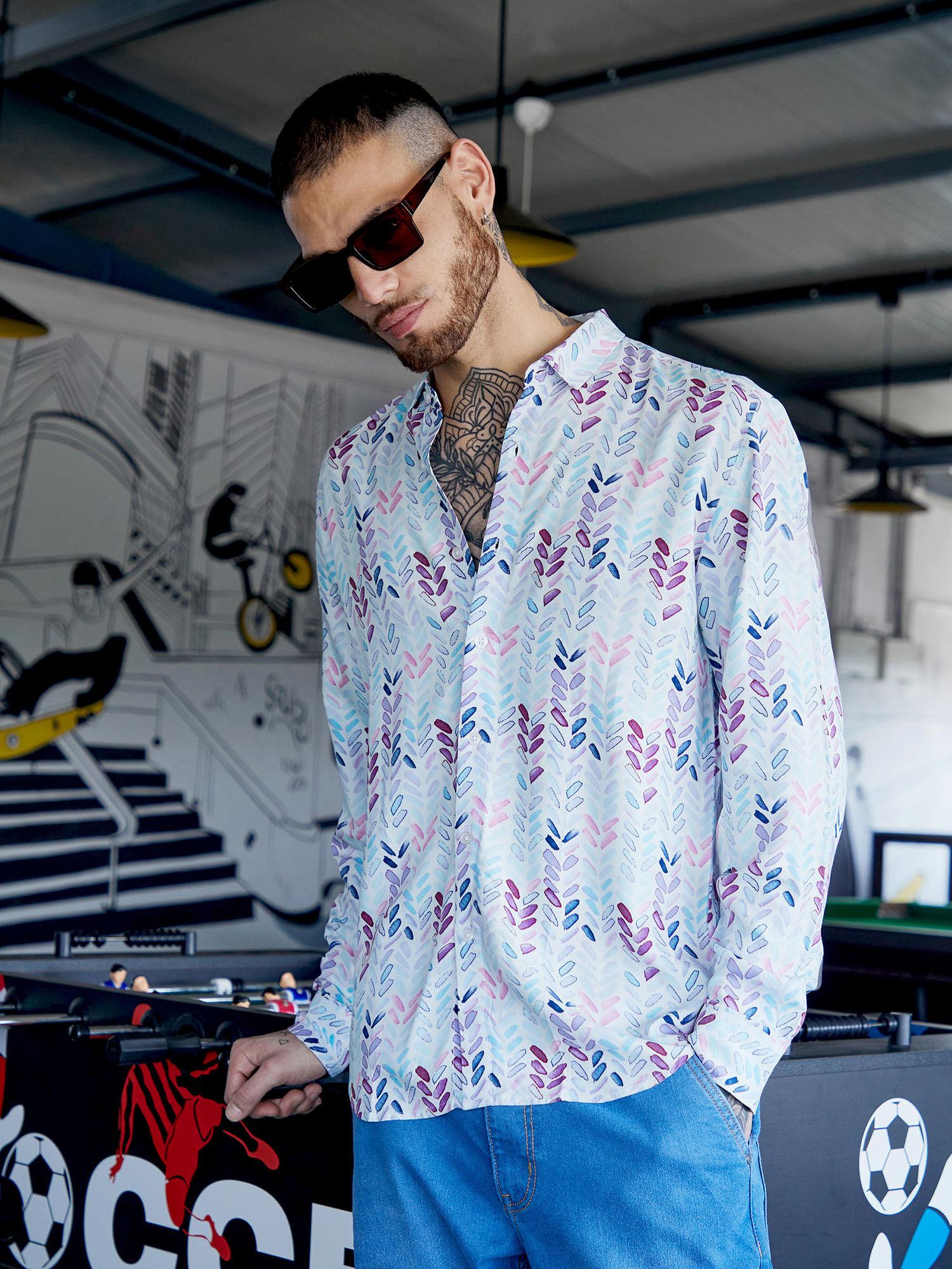 mens multicolour print regular fit shirt