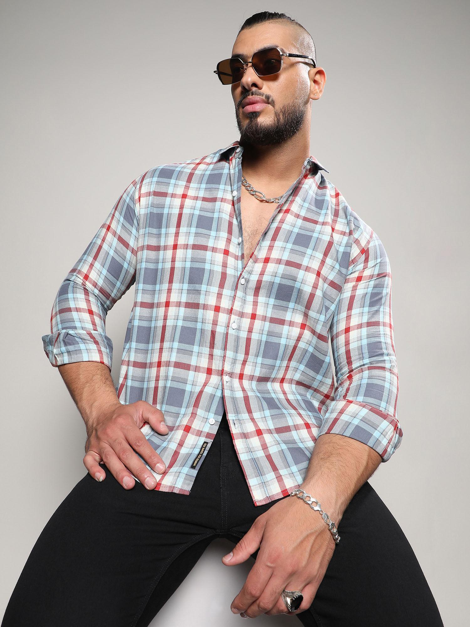 mens multicolour tartan plaid shirt